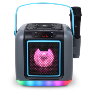 Singing Machine Cube Portable Bluetooth Karaoke System with 22 Voice Effects and LED Light Show