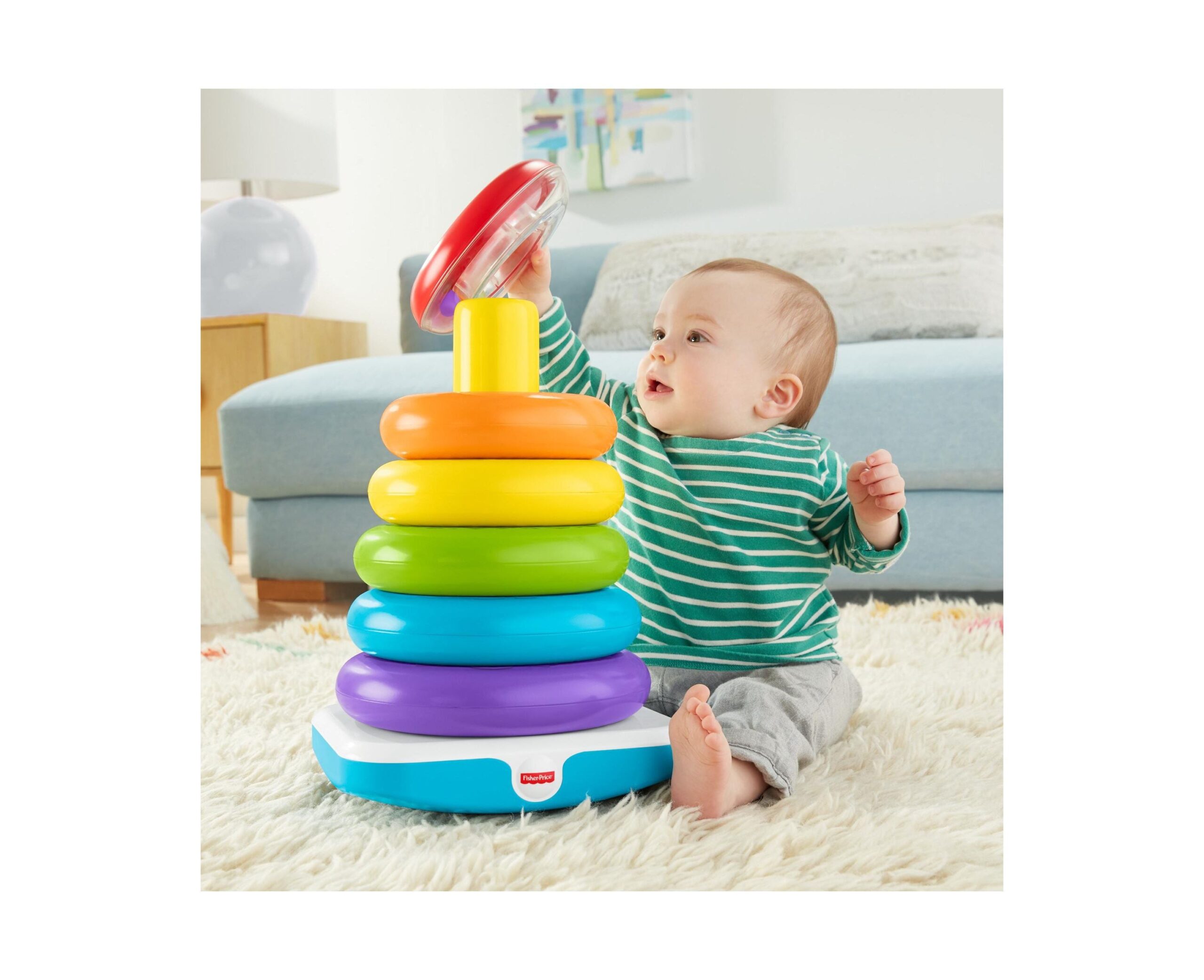 Fisher-Price Giant Rock-a-Stack Colorful Ring Stacking Toy for Toddlers - Image 2