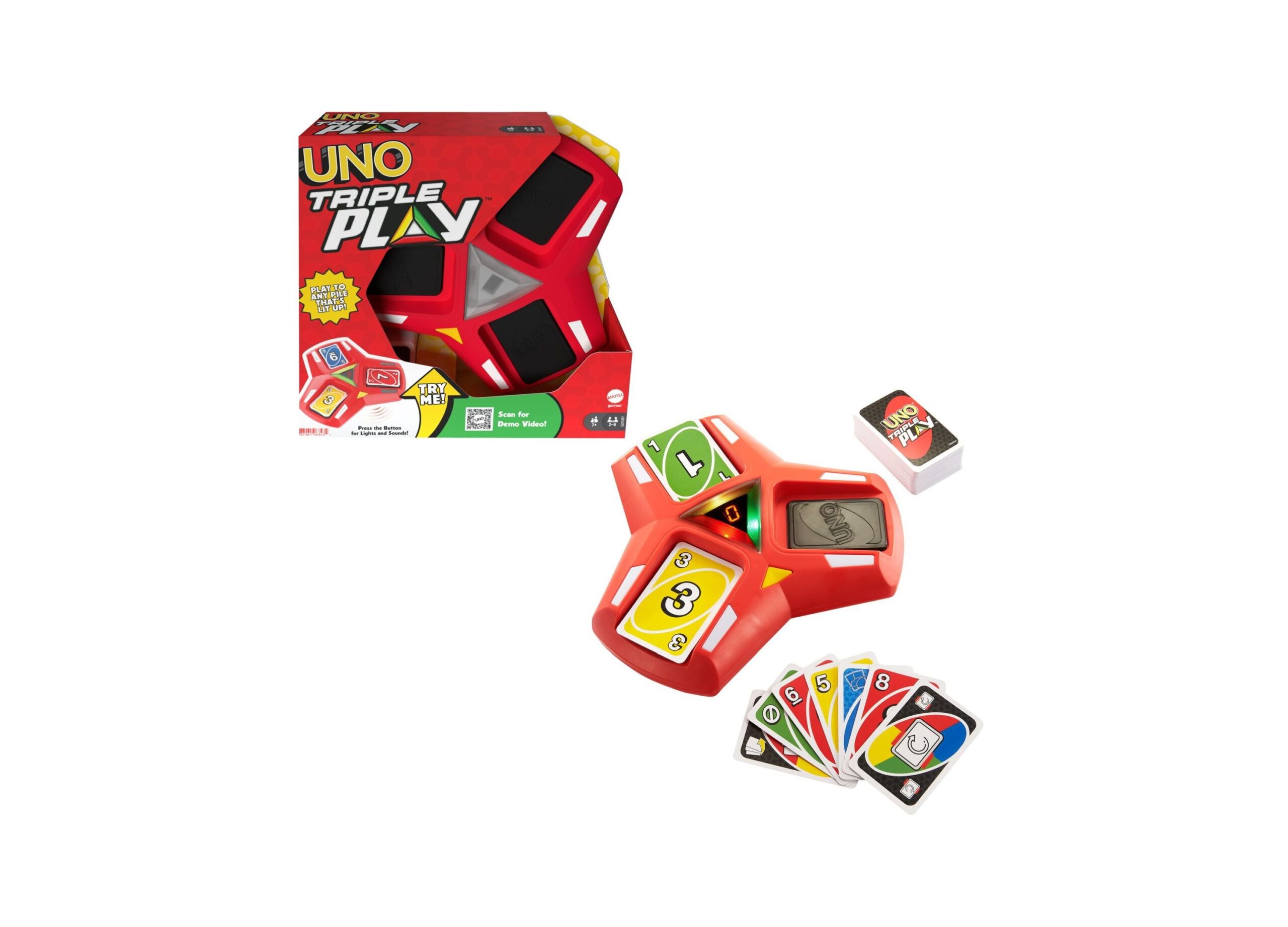 UNO Triple Play Card Game: Family Night Edition with Lights and Sounds - Image 2