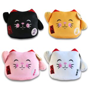 Maneki Neko Velboa Cushion ?C Pink Closed-Eye Kitty Delight
