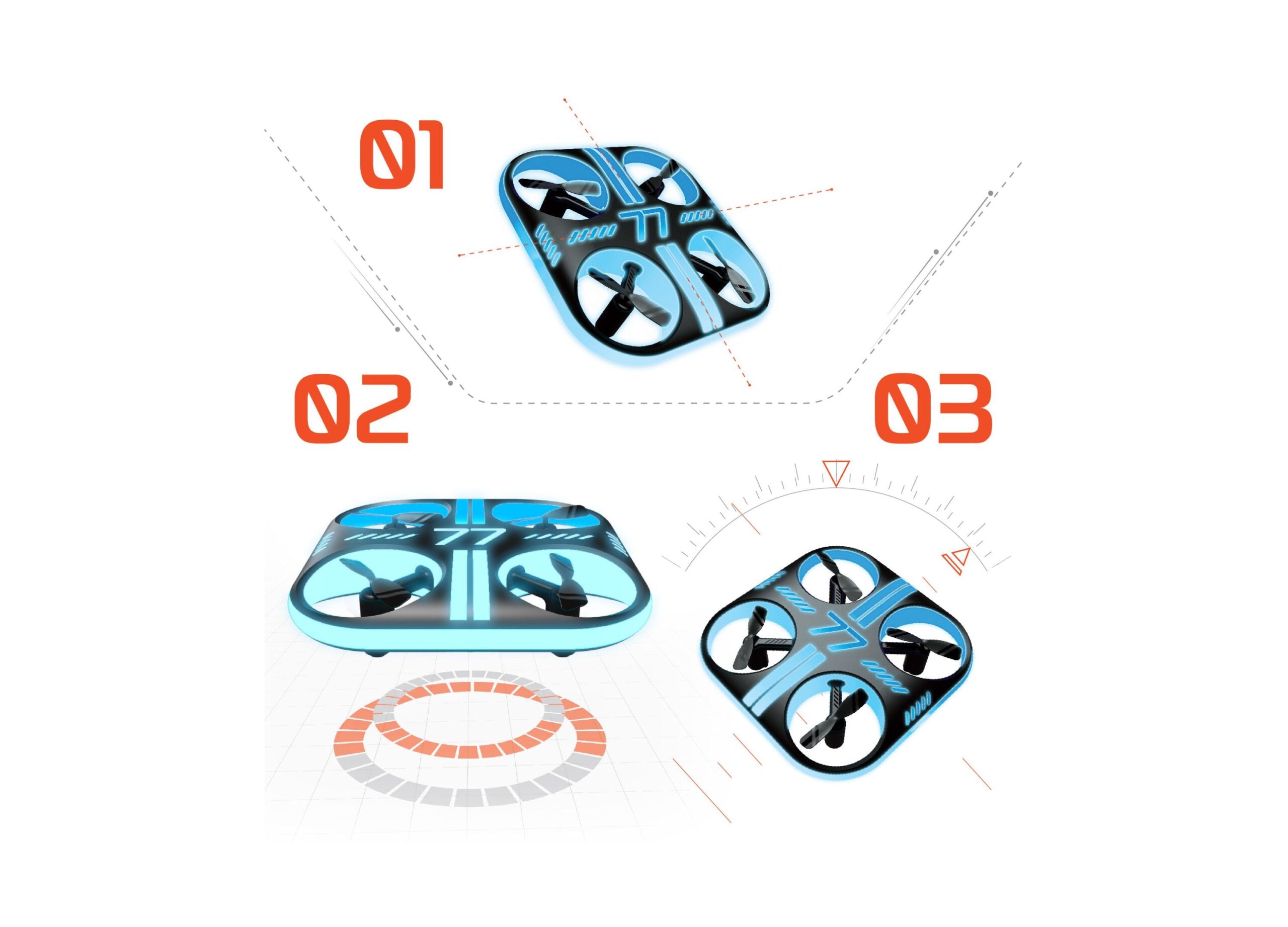Sharper Image Lumo Stunt Remote Control Glow Drone - 2.4 GHz - Blue - Image 2