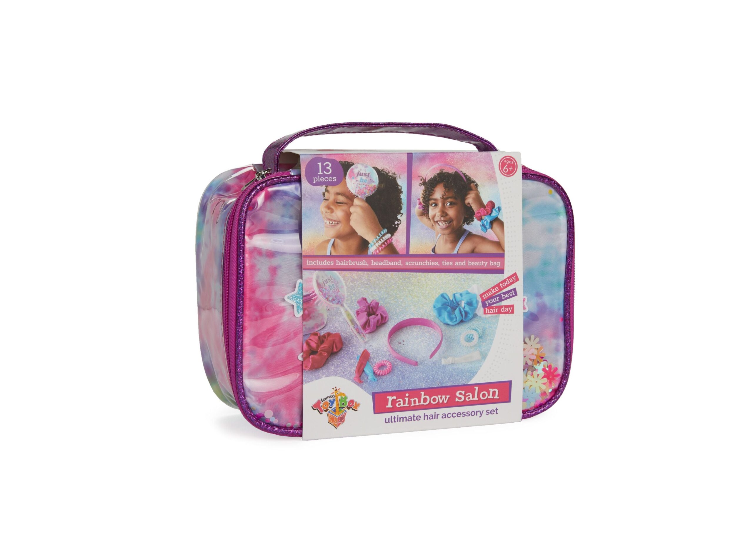 Geoffrey's Toy Box 13-Piece Rainbow Salon Hair Accessory Set for Kids - Image 5