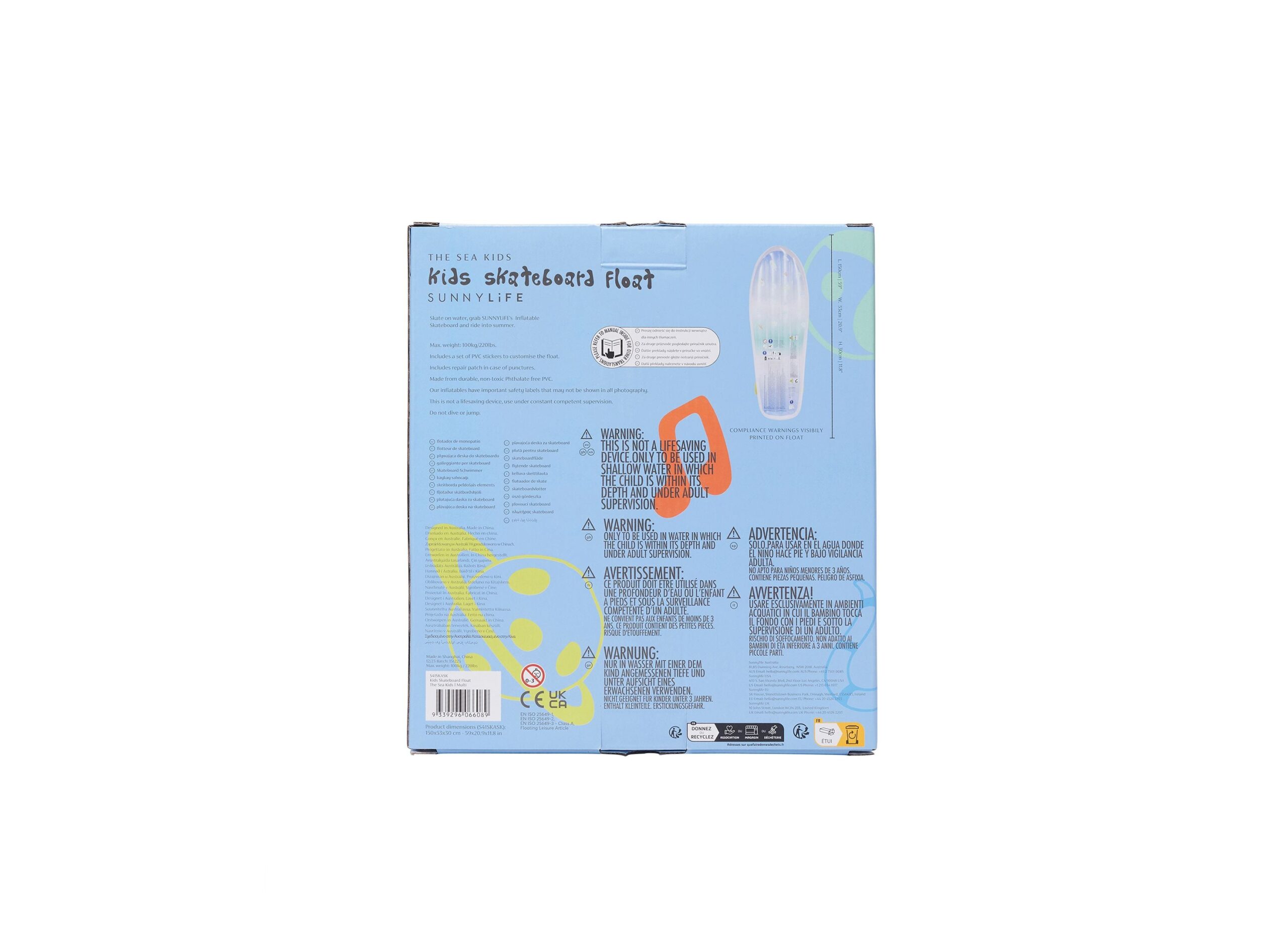 Sunnylife Inflatable Skateboard Pool Float for Kids - Image 5