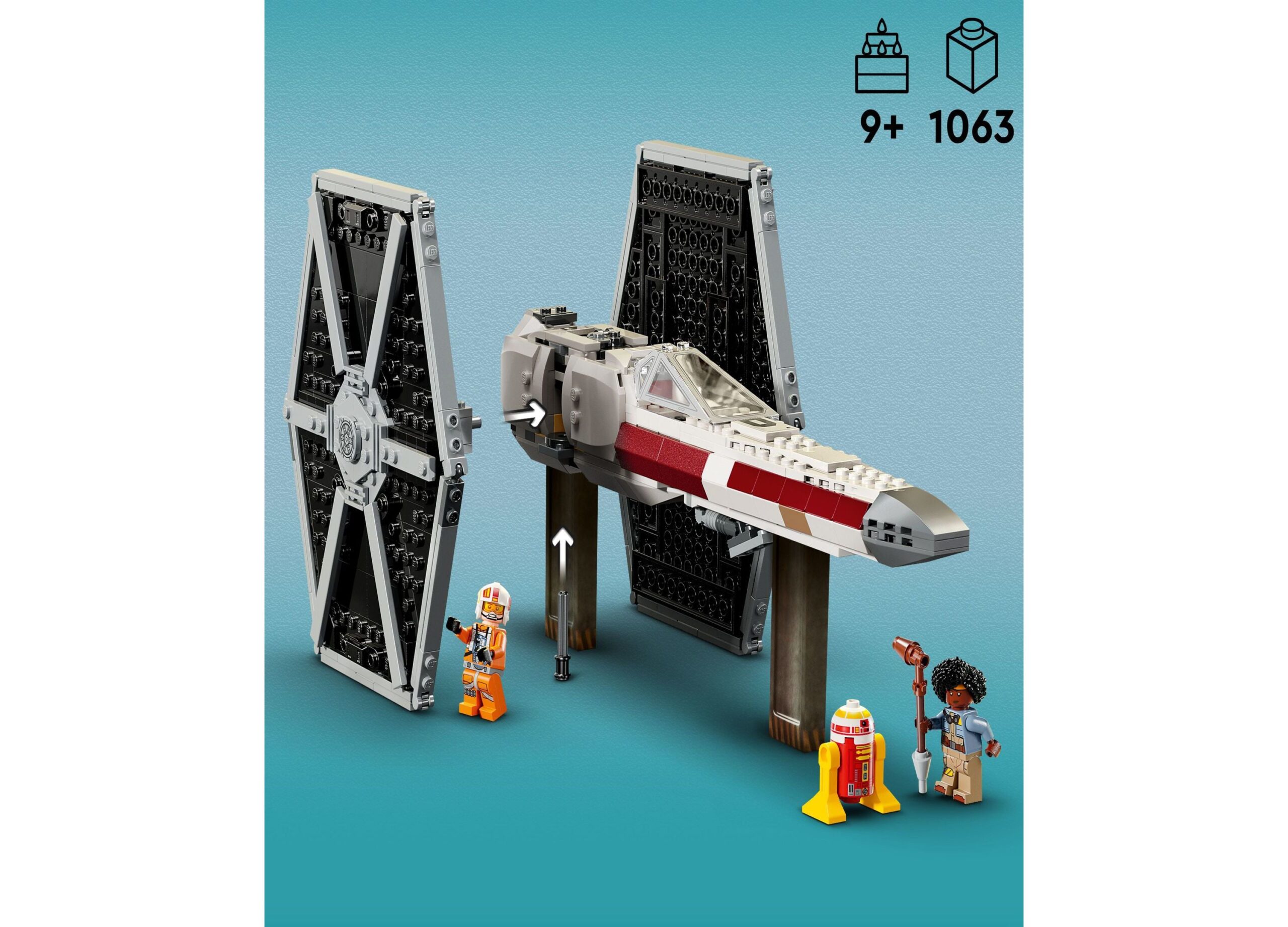 LEGO Star Wars 1063-Piece TIE Fighter X-Wing Builder Set for Kids 75393 - Image 4