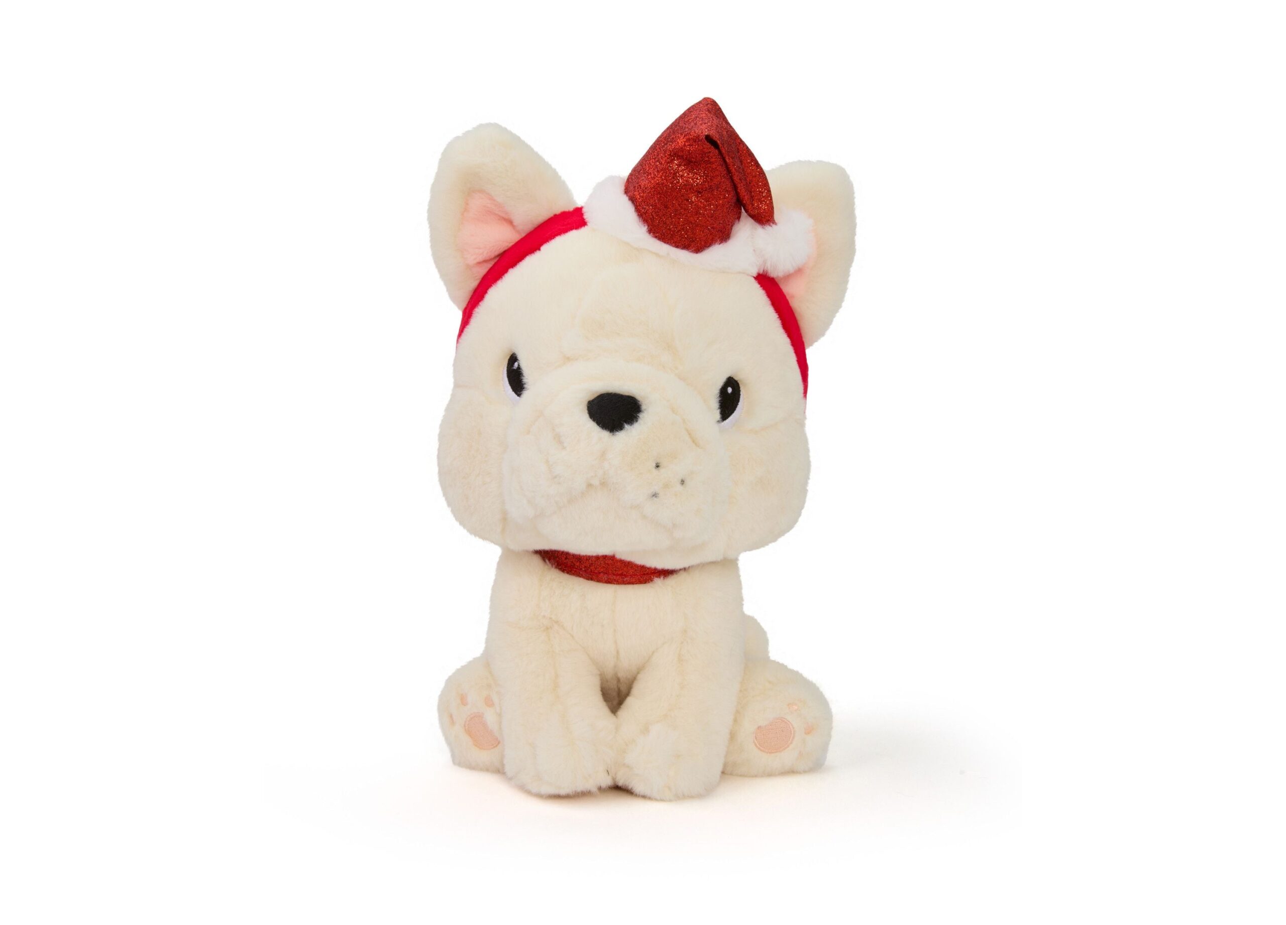 Geoffrey's Toy Box 10 inch French Bulldog Plush with Christmas Hat - Image 2