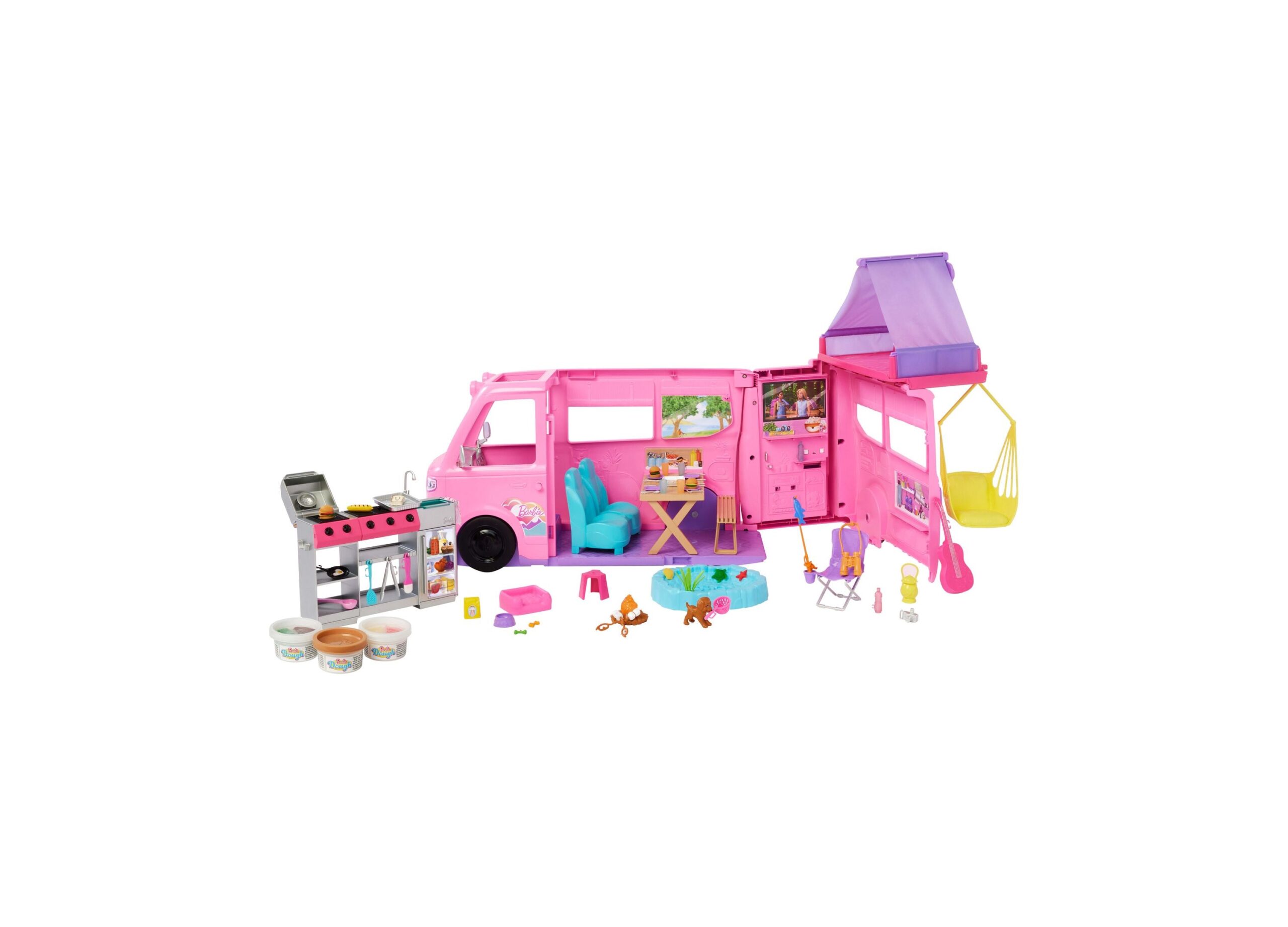 Barbie Dream Camper Playset with Roof Tent BBQ Grill