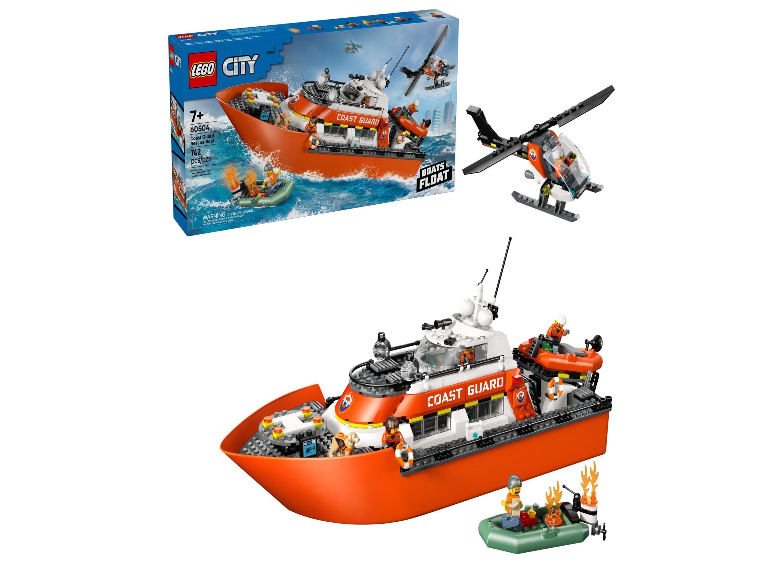 LEGO City Coast Guard 742-Piece Rescue Boat & Helicopter Set - 60504
