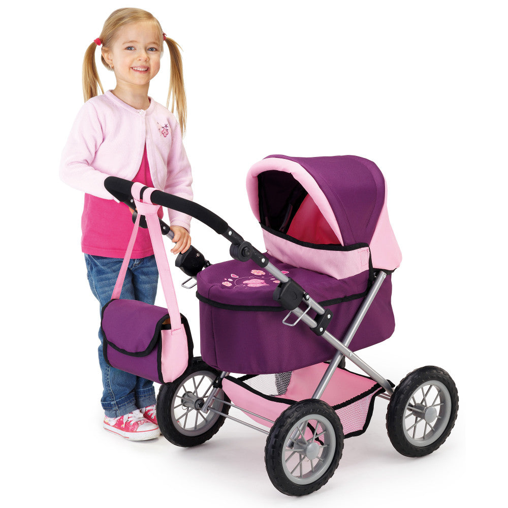 Bayer Design Purple & Pink Trendy Doll Pram with Bag - Image 6