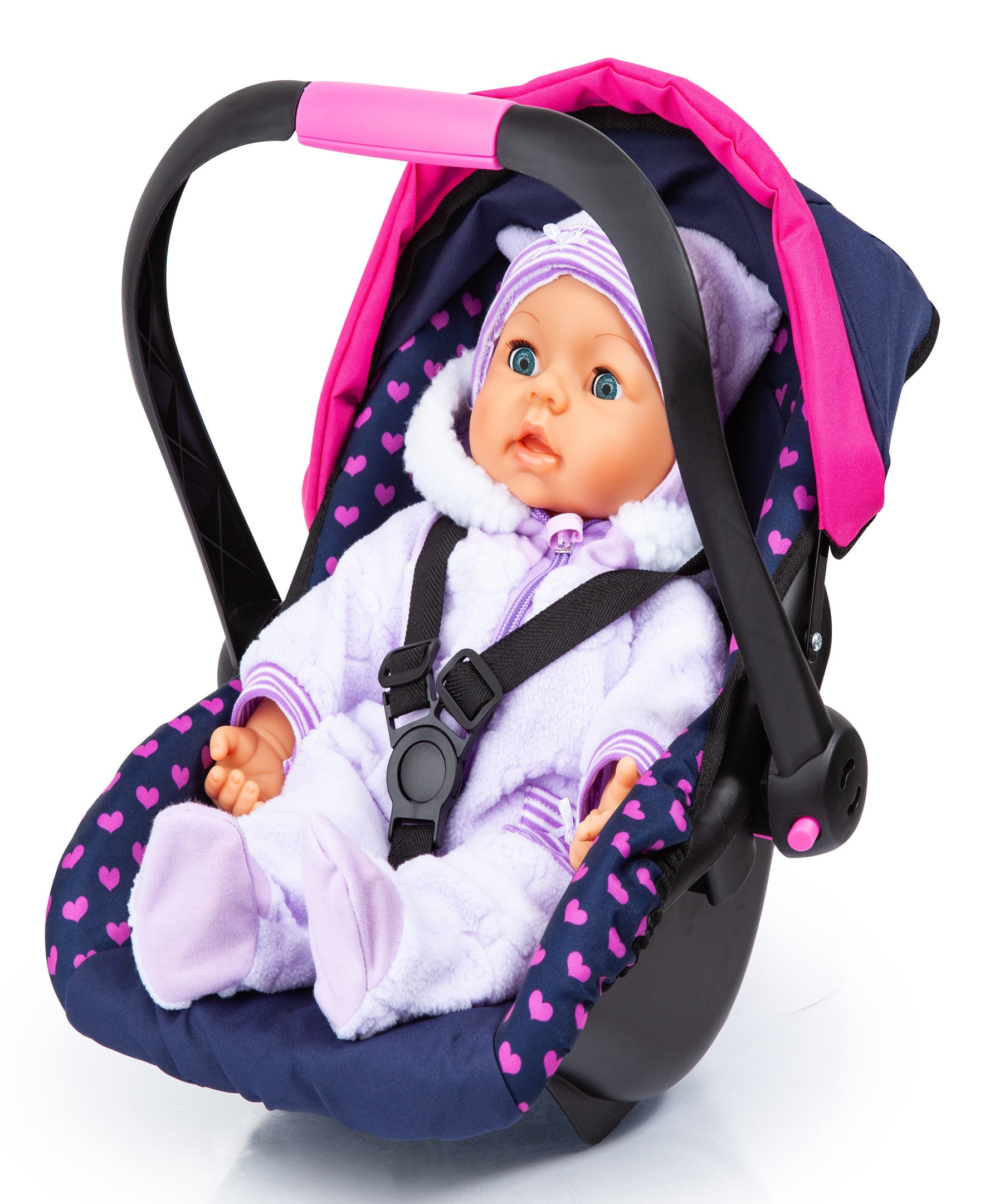 Bayer Design Deluxe Doll Car Seat with Canopy, Blue & Pink - Image 3