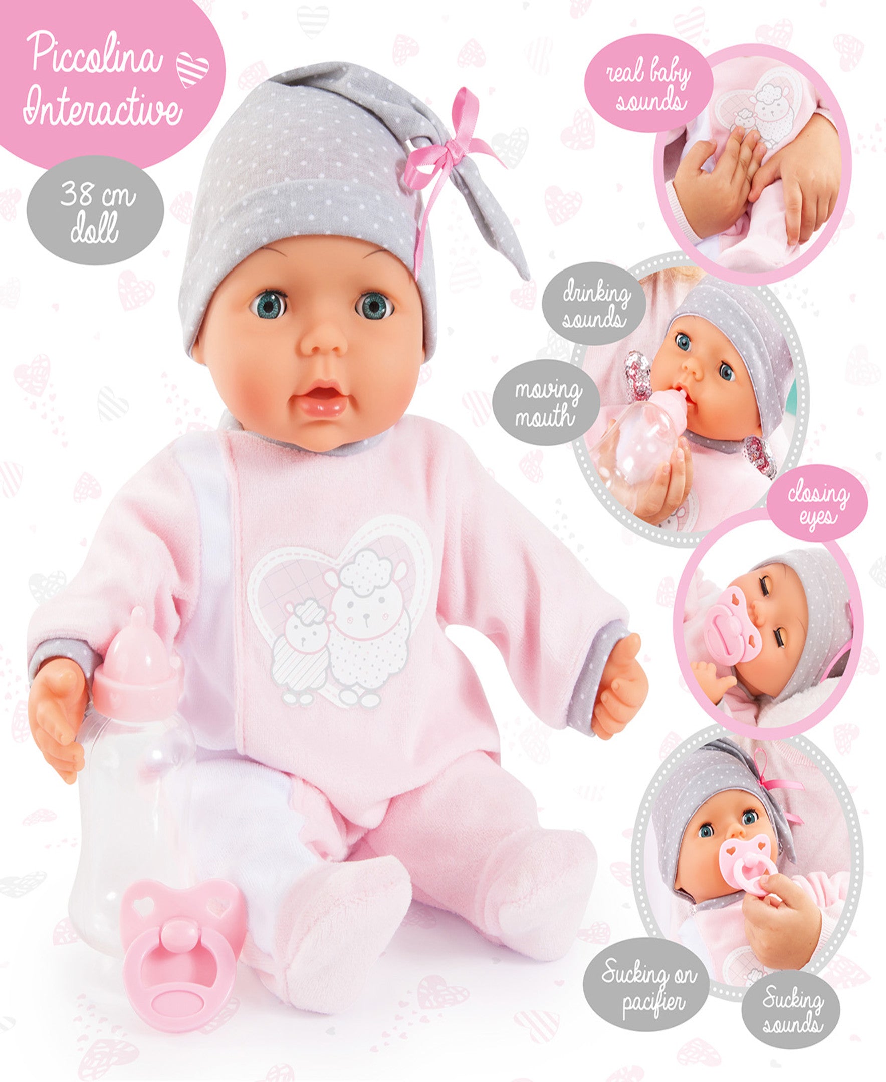 Bayer Design My Piccolina 15" Interactive Baby Doll - Sleepy Eyes - Image 8