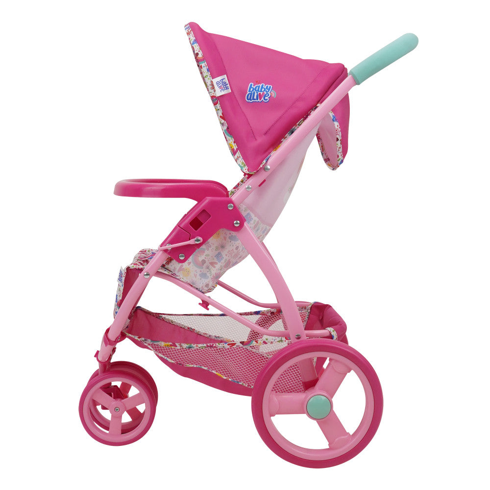 Baby Alive Doll Jogging Stroller - Vibrant Pink & Rainbow Design - Image 2