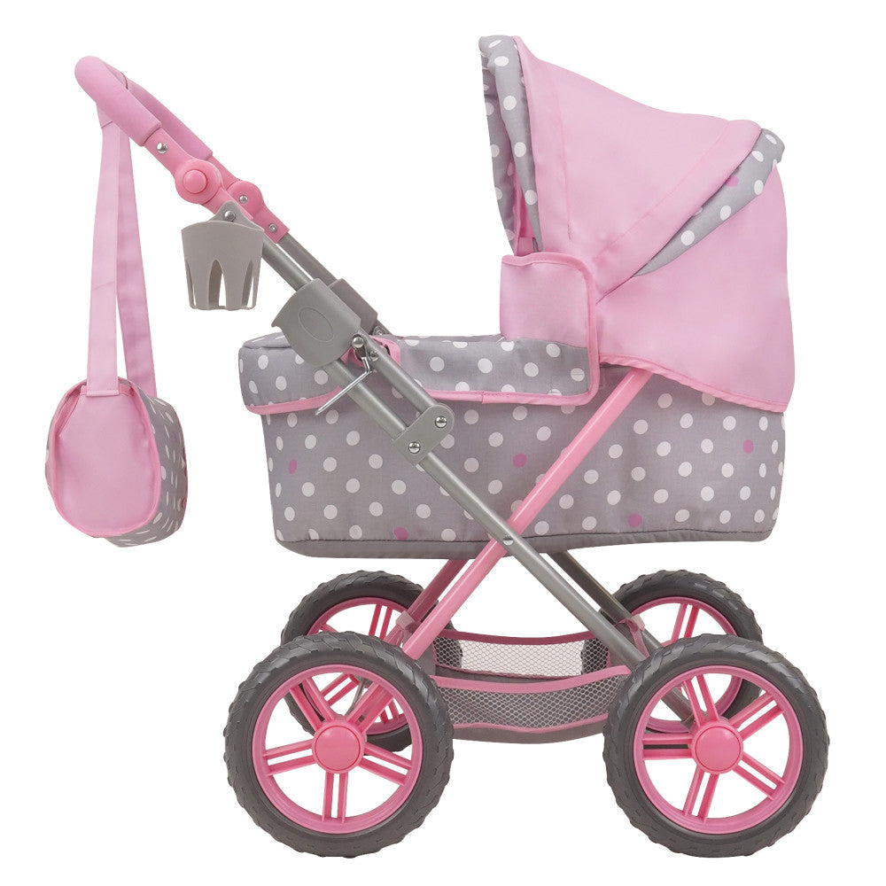 509 Crew Amanda Doll Pram in Cotton Candy Pink with Polka Dots - Image 3