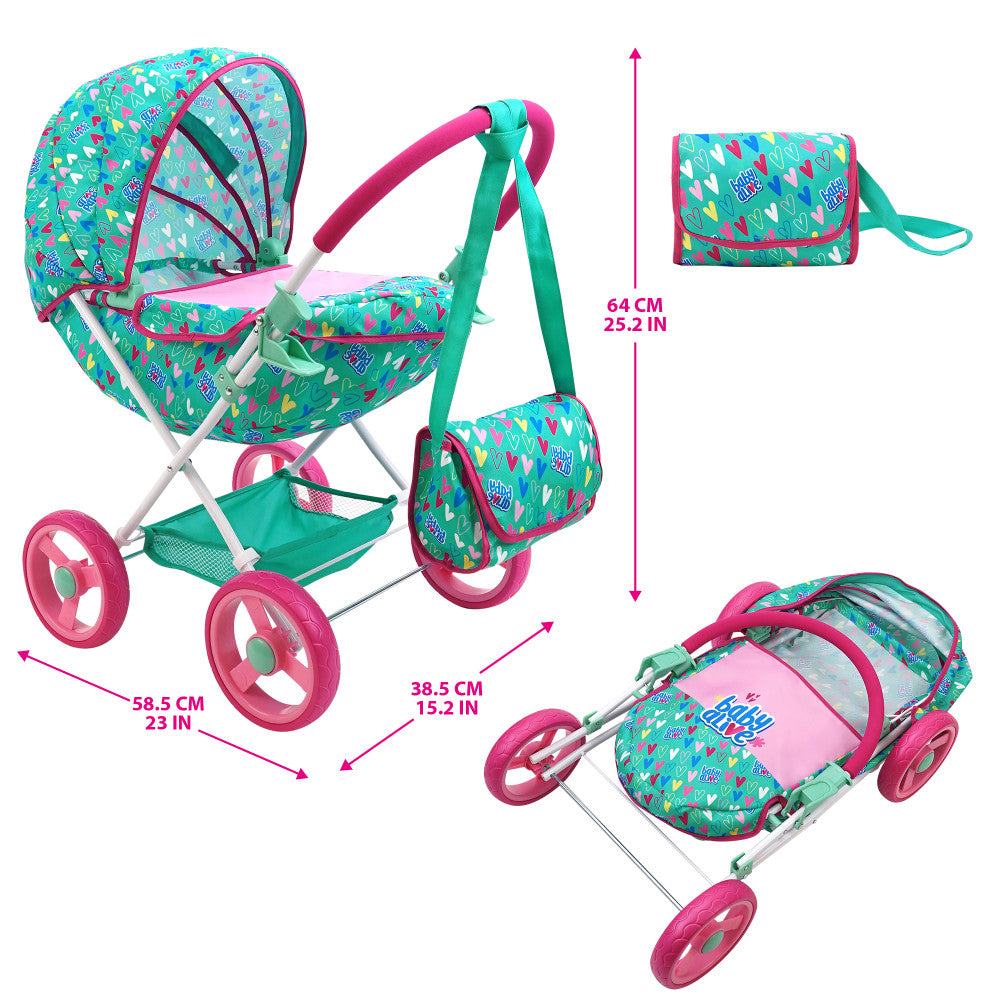 Baby Alive Deluxe Doll Pram Playset - Heart Design, Multi-Color - Image 4
