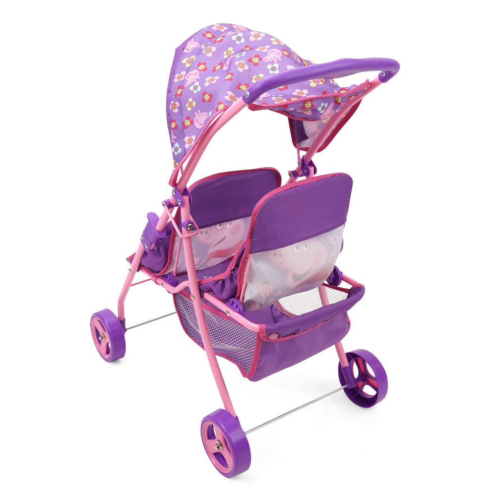 Peppa Pig Floral Twin Doll Stroller - Pink & Purple, Ages 3+ - Image 5