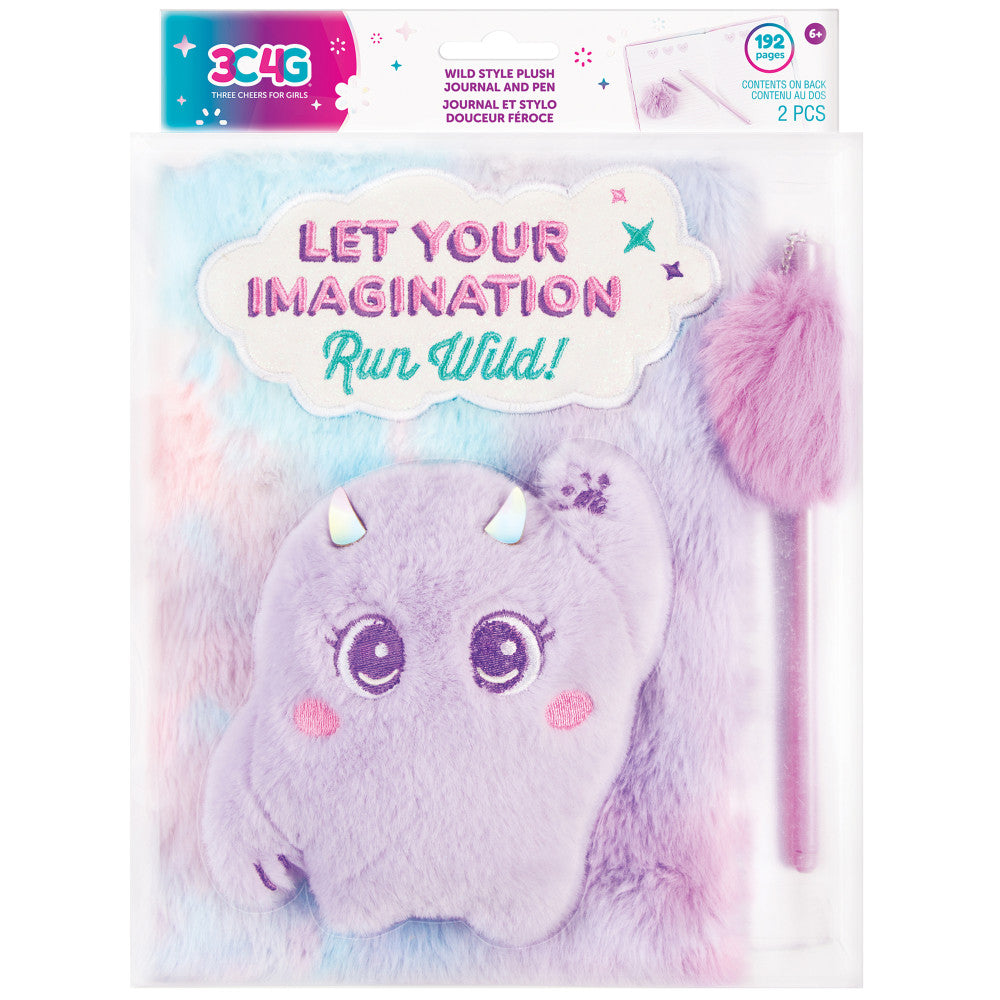 3C4G Imagination Land Wild Style Plush Journal & Pen - Fuzzy Friend - 192 Pages