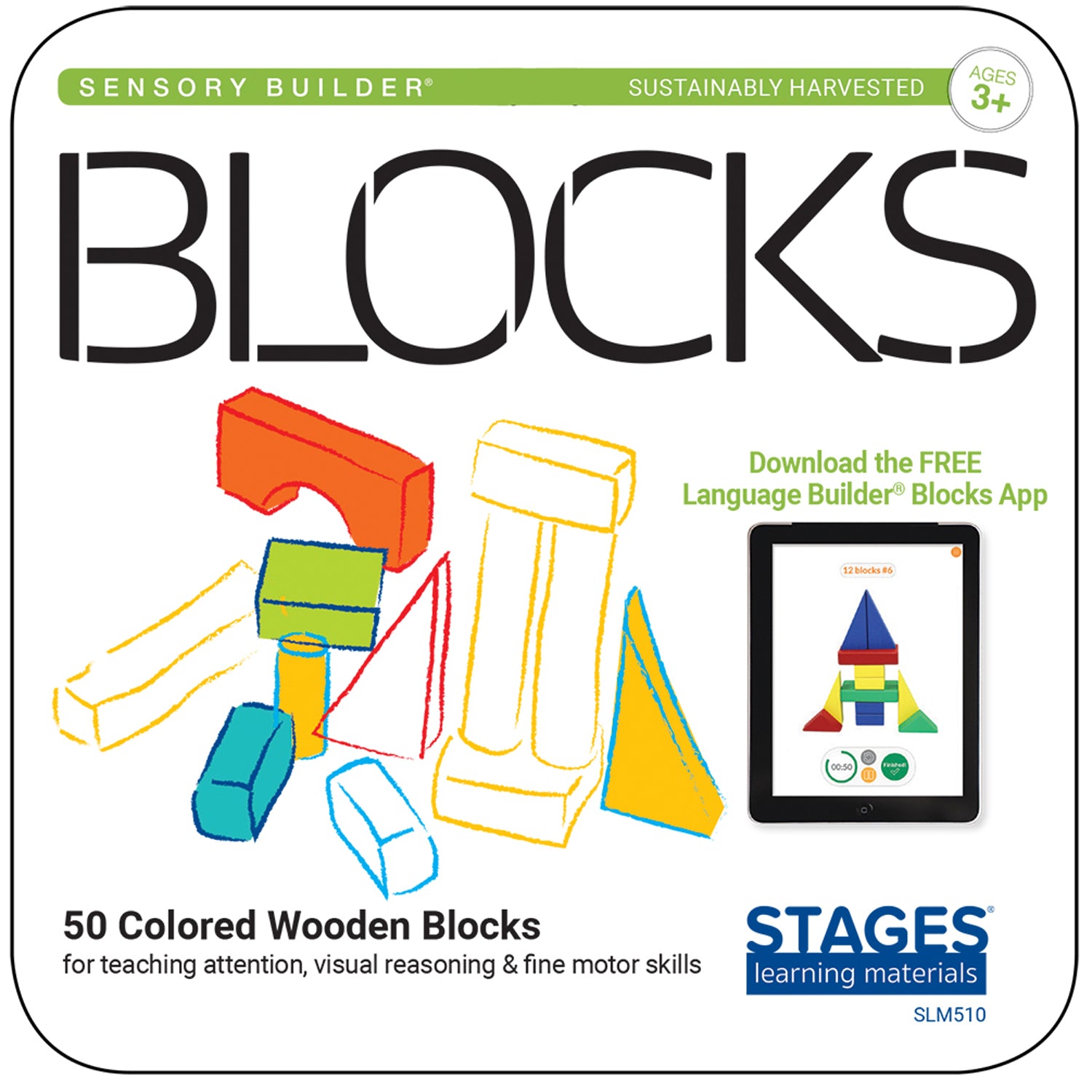Stages Learning Materials Sensory Builder Blocks - 50 Piece Set - Image 2