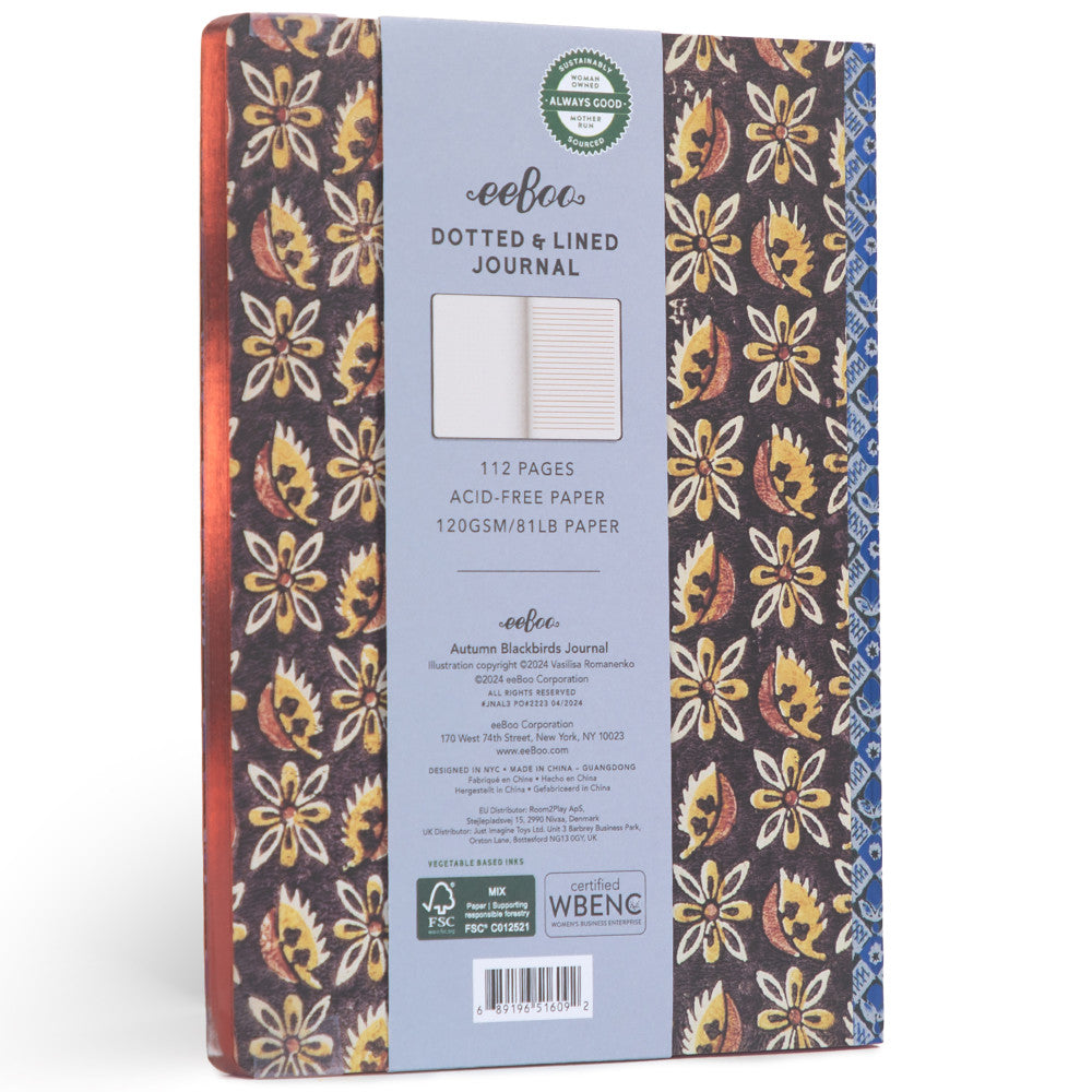 eeBoo Piece & Love Autumn Blackbirds Gilded Journal - Hardcover Diary - Image 2