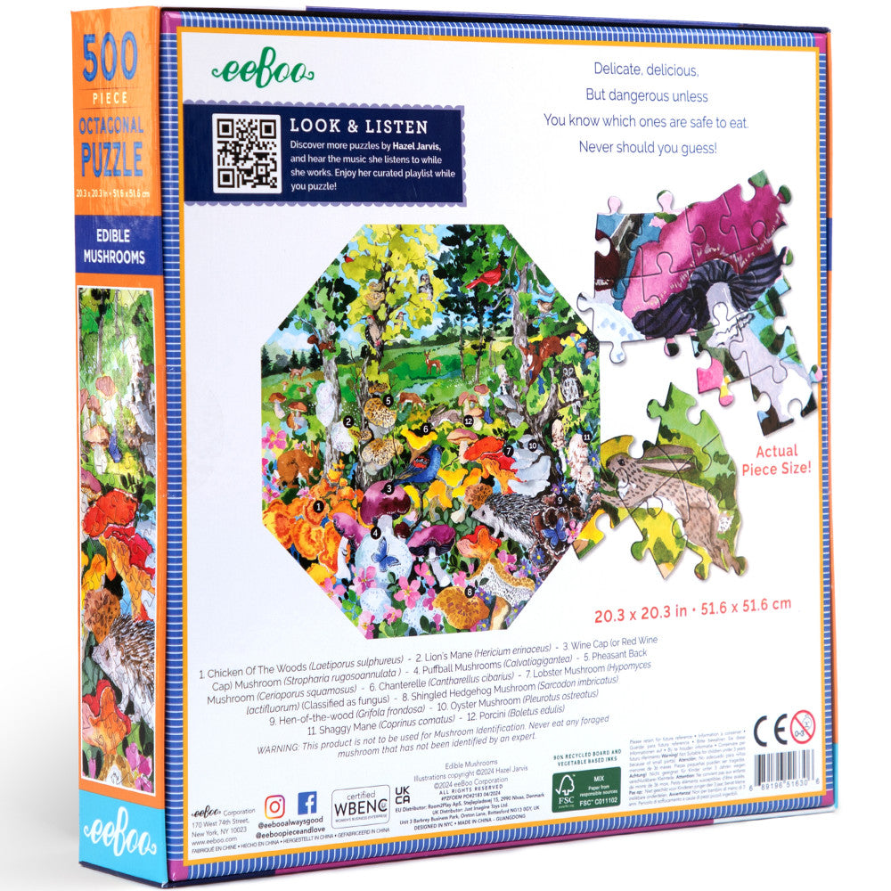 eeBoo Piece & Love Edible Mushrooms 500-Piece Puzzle - Image 2