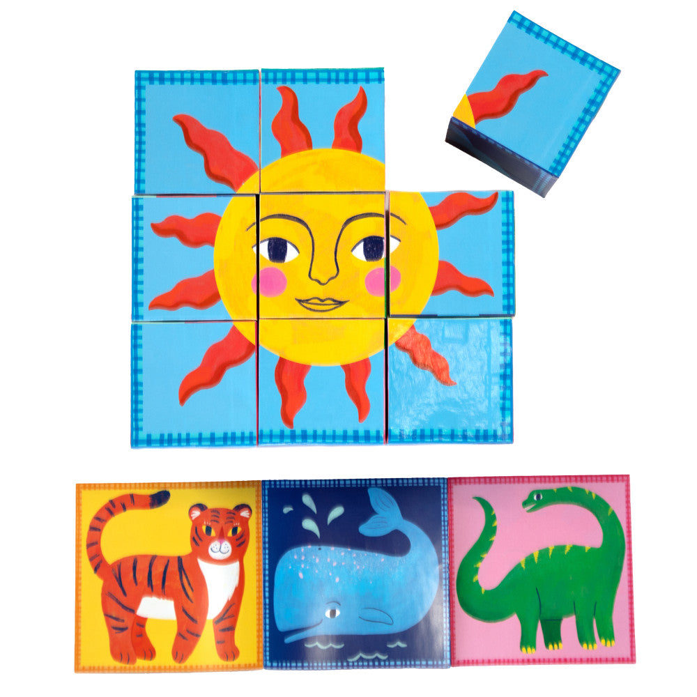 eeBoo Simple Things Picture Blocks - Vibrant 9pc Puzzle Set - Image 3