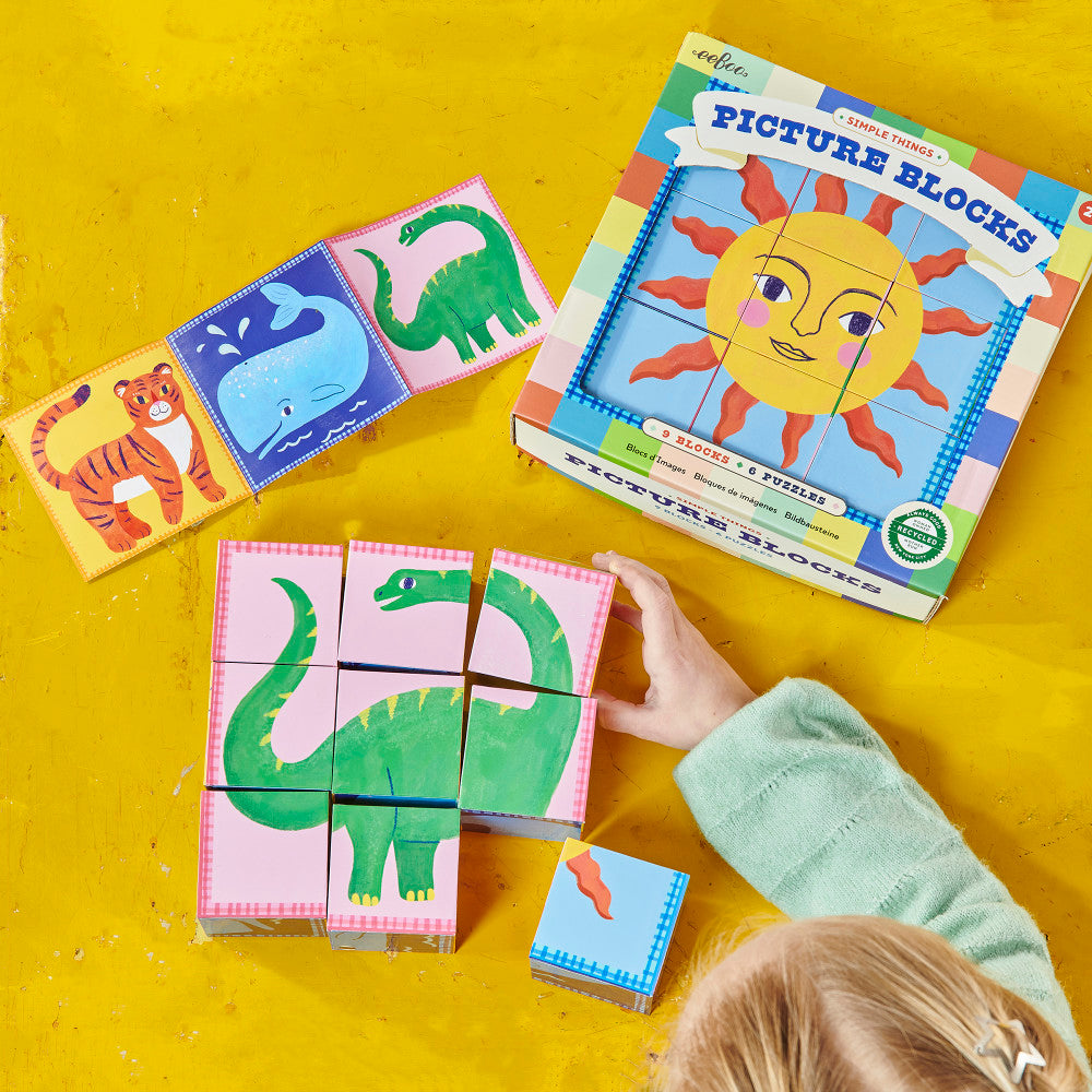 eeBoo Simple Things Picture Blocks - Vibrant 9pc Puzzle Set - Image 5