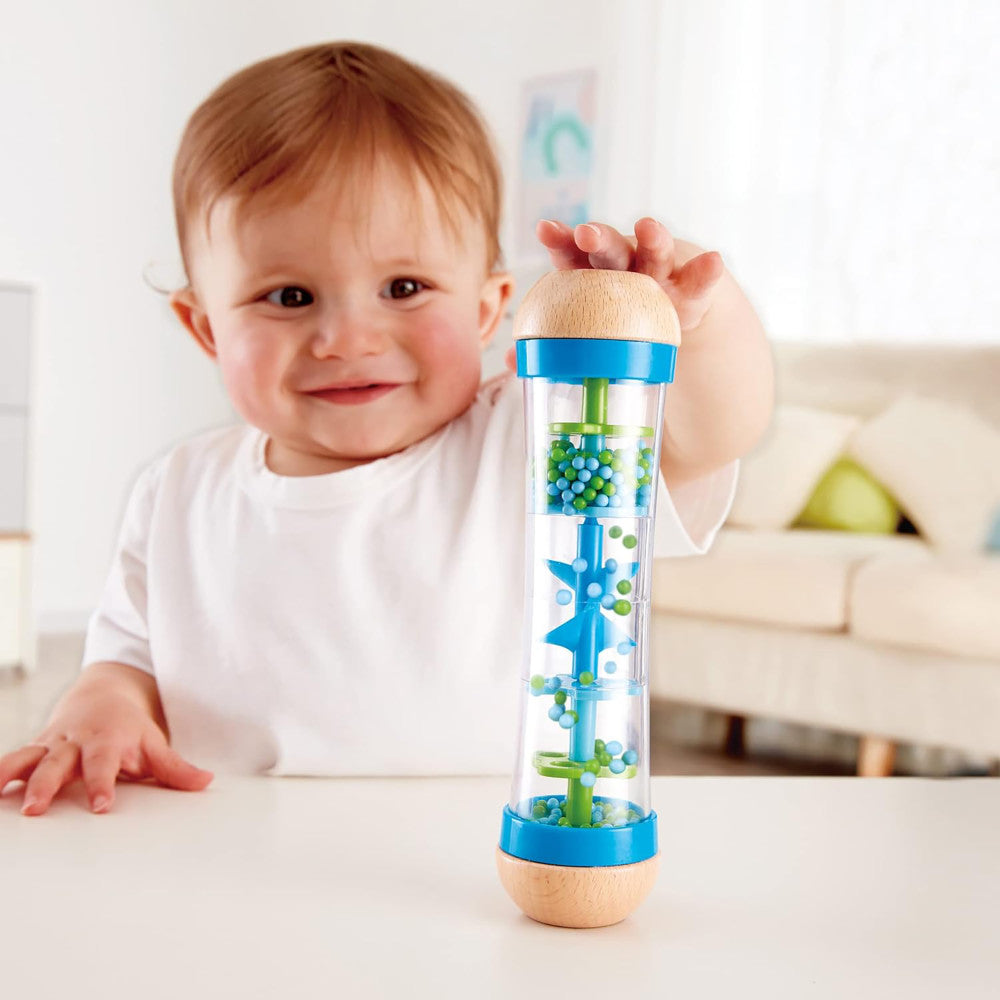 Hape Beaded Raindrops - Blue Wooden Soothing Sounds Toy - Image 6