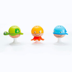 Hape Stay-Put Rattle Set - 3 Pc Colorful Sea Animal Suction Toys
