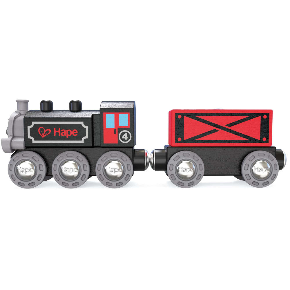 Hape Steam-Era Red & Black 3pc Wooden Freight Train Set - Image 4