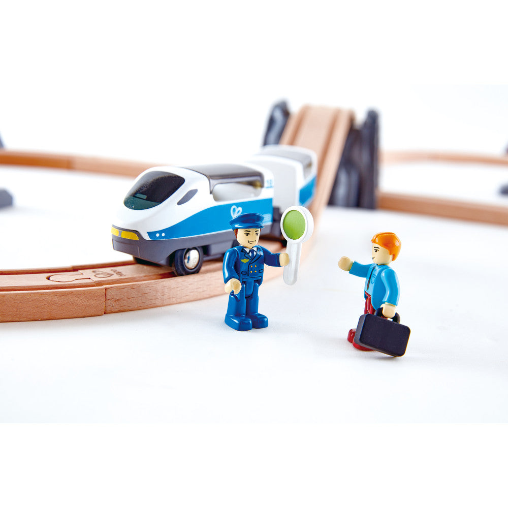Hape Figure-8 Express Wooden Train Set - Vibrant Travel Adventure - Image 2