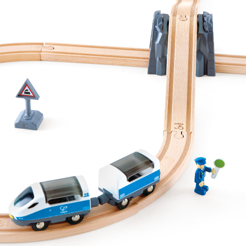 Hape Figure-8 Express Wooden Train Set - Vibrant Travel Adventure - Image 5