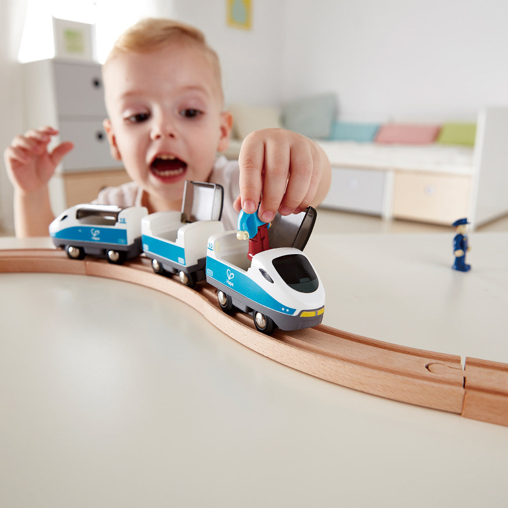 Hape Intercity Train - Blue & White - Wooden Train Set Adventure - Image 6