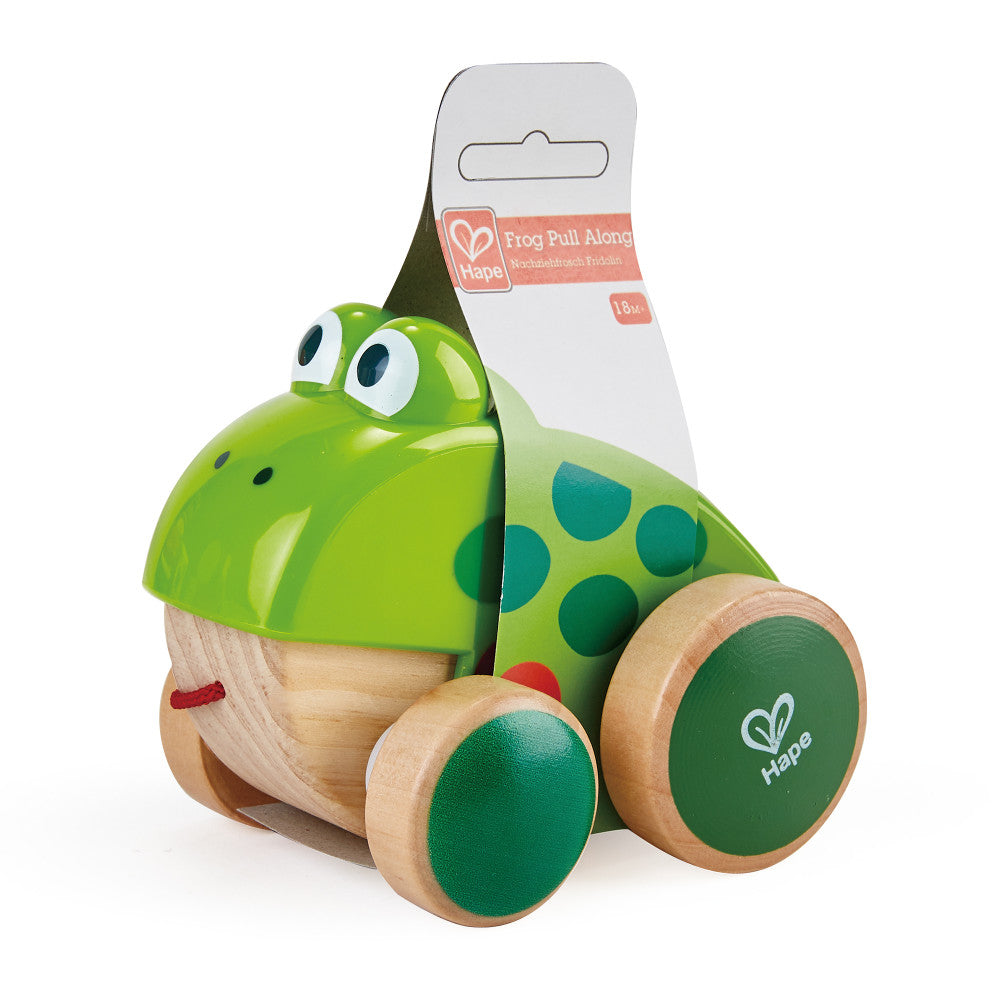 Hape Pull Along Frog ?C Vibrant Green Wooden Toy - Image 4