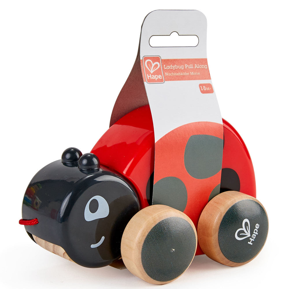 Hape Pull-Along Ladybug ?C Red & Black, Wooden Toy with Moving Wings - Image 4