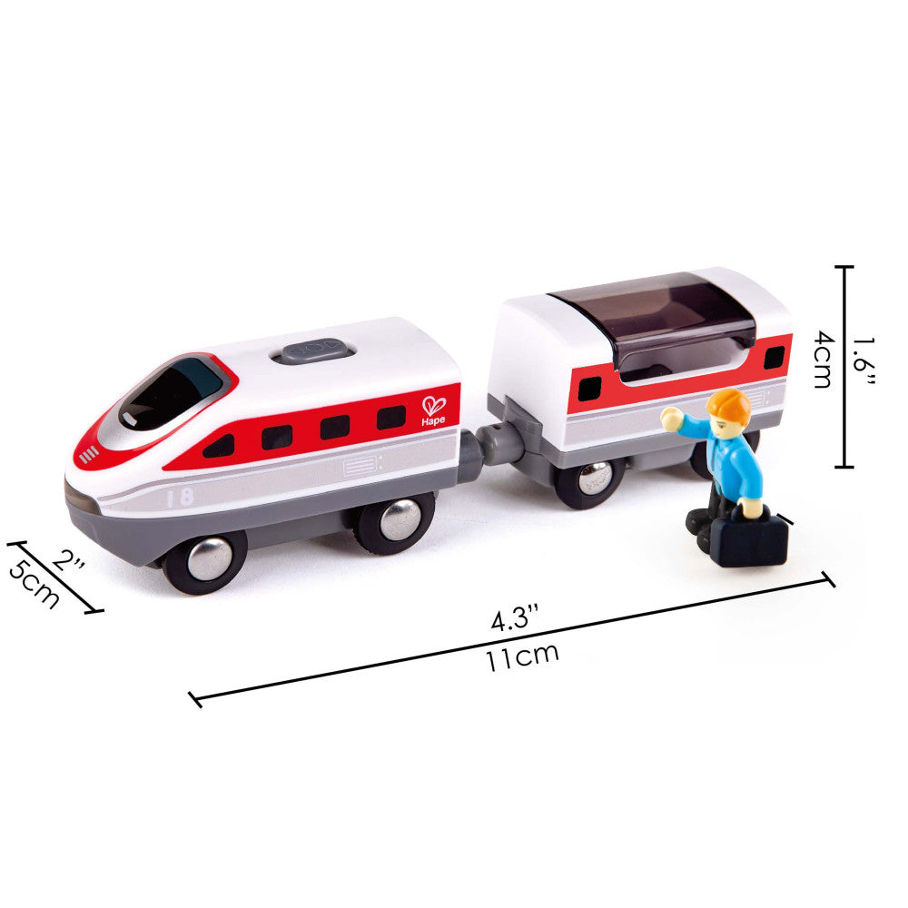 Hape - Intercity Battery Powered Train Set - Red & White Engine with Car - Image 2