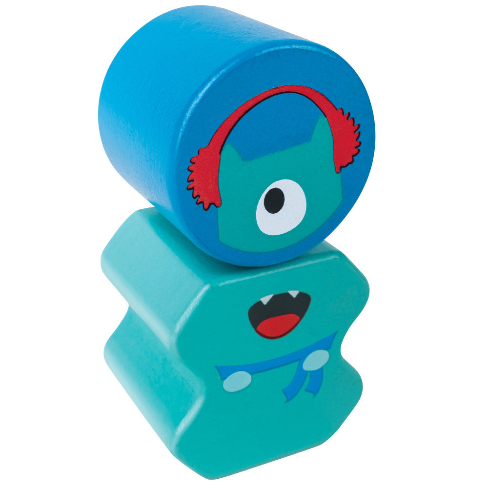 Hape Monster Buddies Wooden Building Blocks Set - 3 Colorful Characters - Image 5
