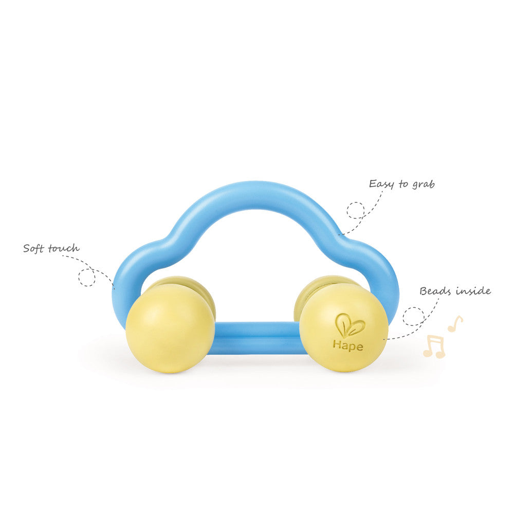 Hape Eco-Friendly Rattle & Roll Toy Car ?C Blue & Yellow - Image 3