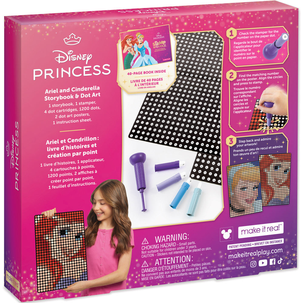 Make It Real Disney Stamp To Reveal Ariel & Cinderella Storybook Dot Art Kit - Image 2