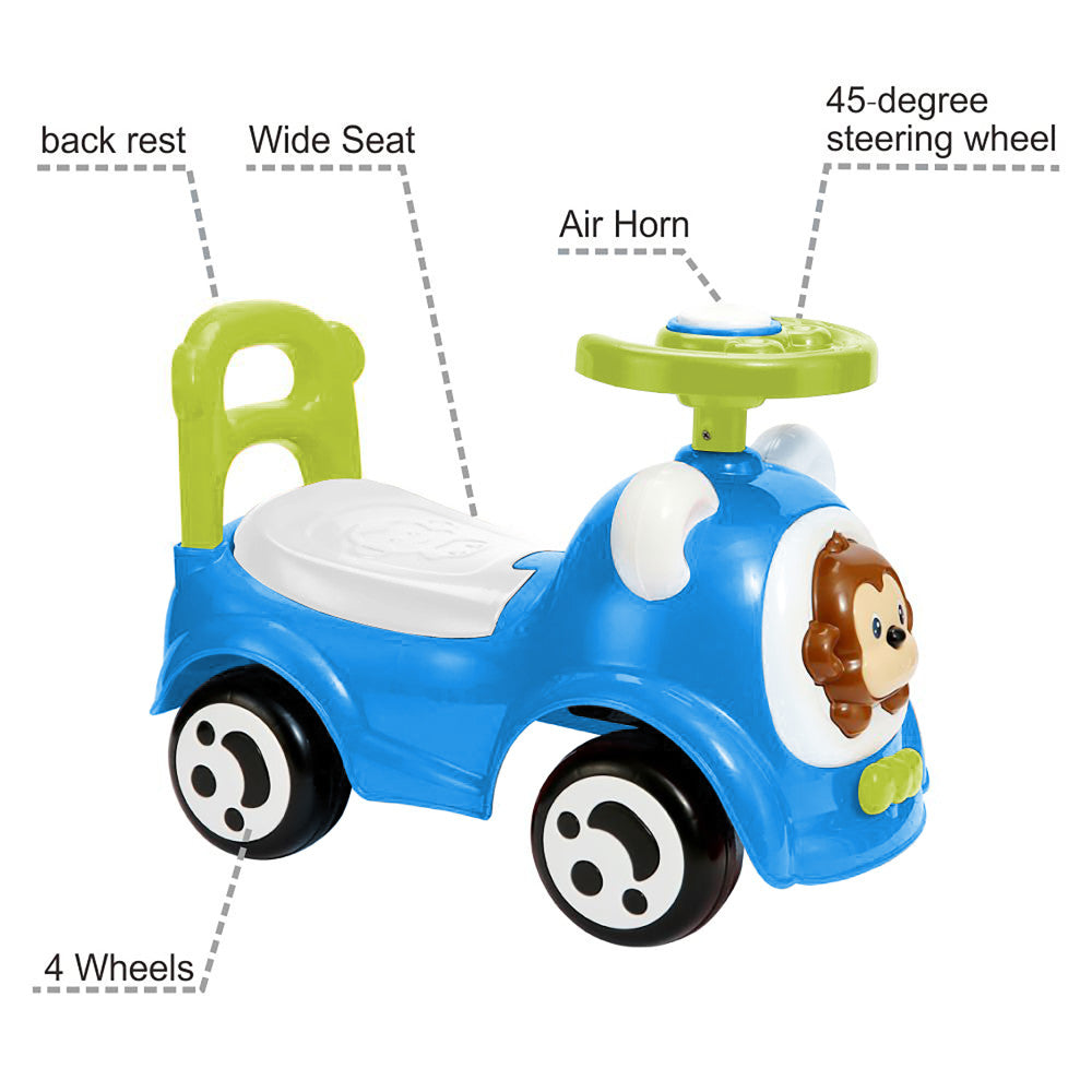 Timate Push & Ride Racer - Blue & Monkey Foot-To-Floor Ride-On - Image 3