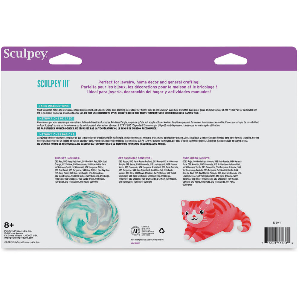 Sculpey III Polymer Clay Sampler Pack - 30 Vibrant Colors, 1oz Each - Image 2