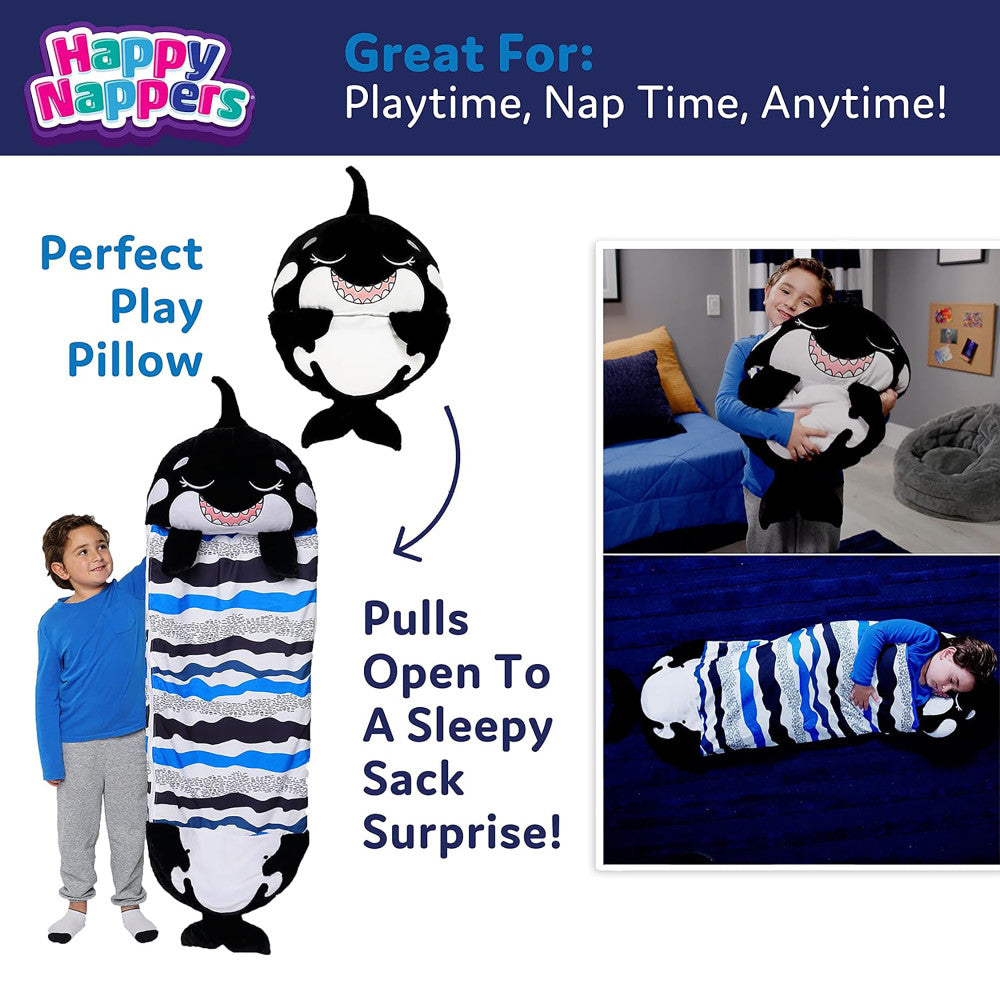 Happy Nappers 54 inch Ozzy The Black Shark 2-in-1 Plush Pillow and Sleepy Sack - Image 4