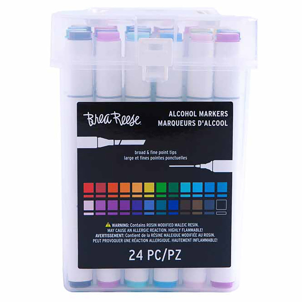 Brea Reese Dual-Tip Alcohol Markers - 24 Vibrant Colors Set