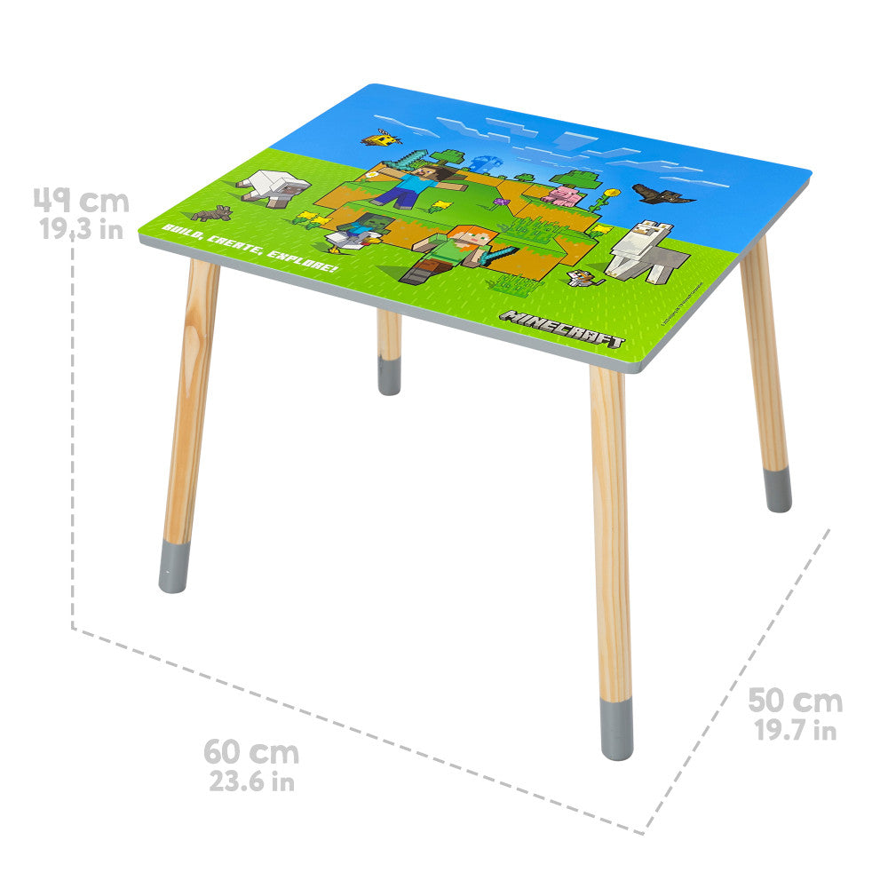 Minecraft Adventure Kids Wooden Table & 2 Chairs Set - Green & Blue - Image 3