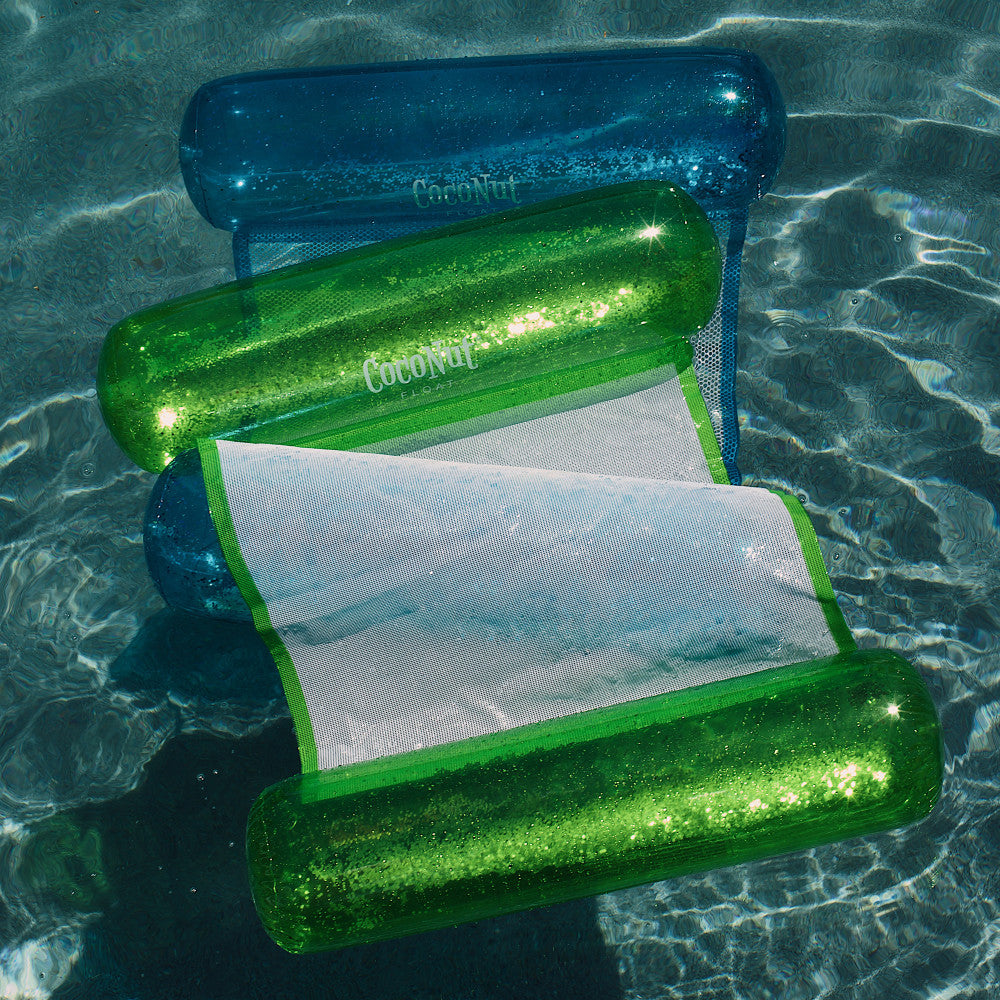 CocoNut Float Green Glitter Hammock Pool Lounger - 49" x 30" Inflatable Relaxation Chair - Image 2