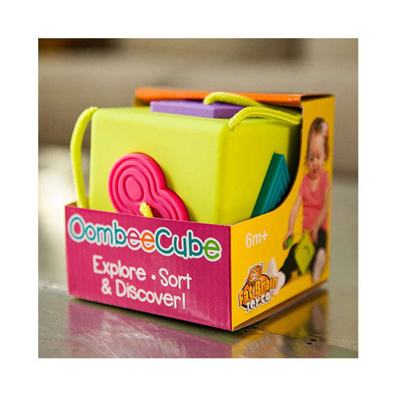 Fat Brain Toy Co. OombeeCube - Shape-Sorting Silicone Cube - Image 2