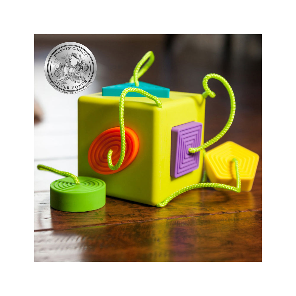 Fat Brain Toy Co. OombeeCube - Shape-Sorting Silicone Cube - Image 3