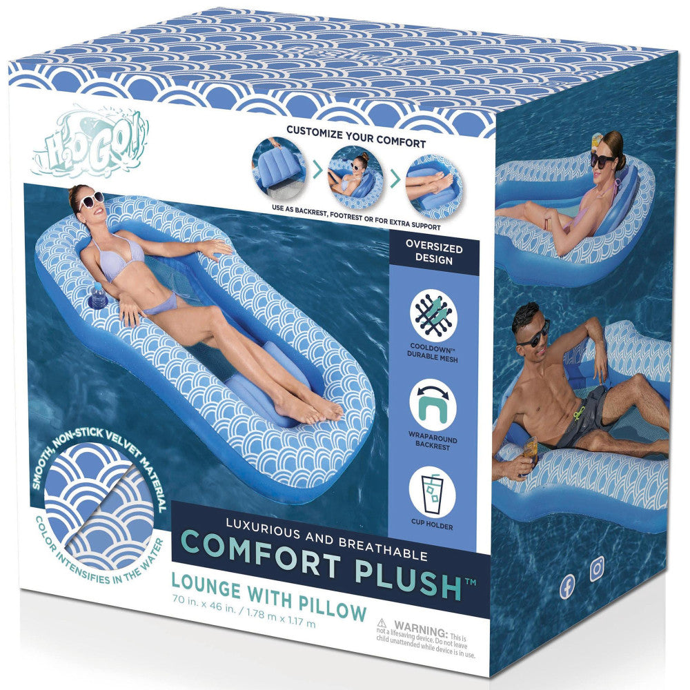 H2OGO! Comfort Plush Pool Lounge 70" x 46" - Blue & White - Image 2