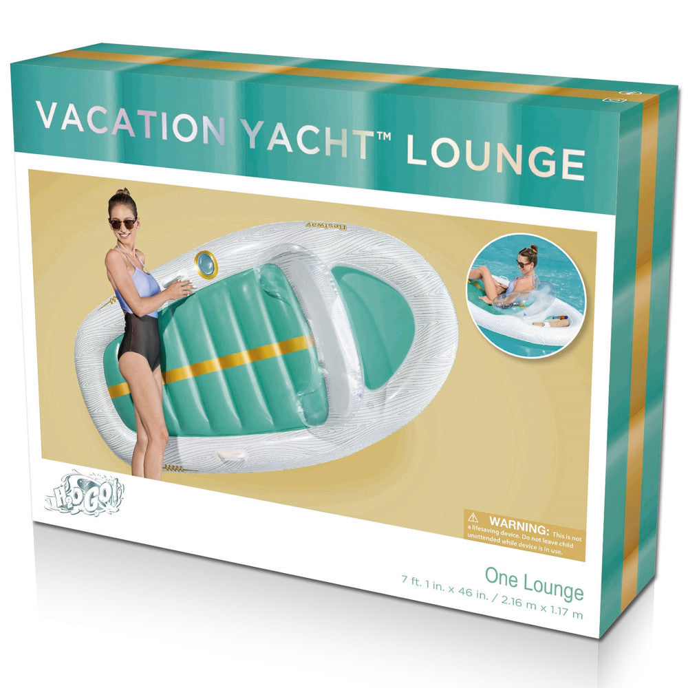 Bestway H2OGO! Vacation Yacht Lounge Inflatable Pool Float - 7'1" x 46" - Teal and White - Image 2