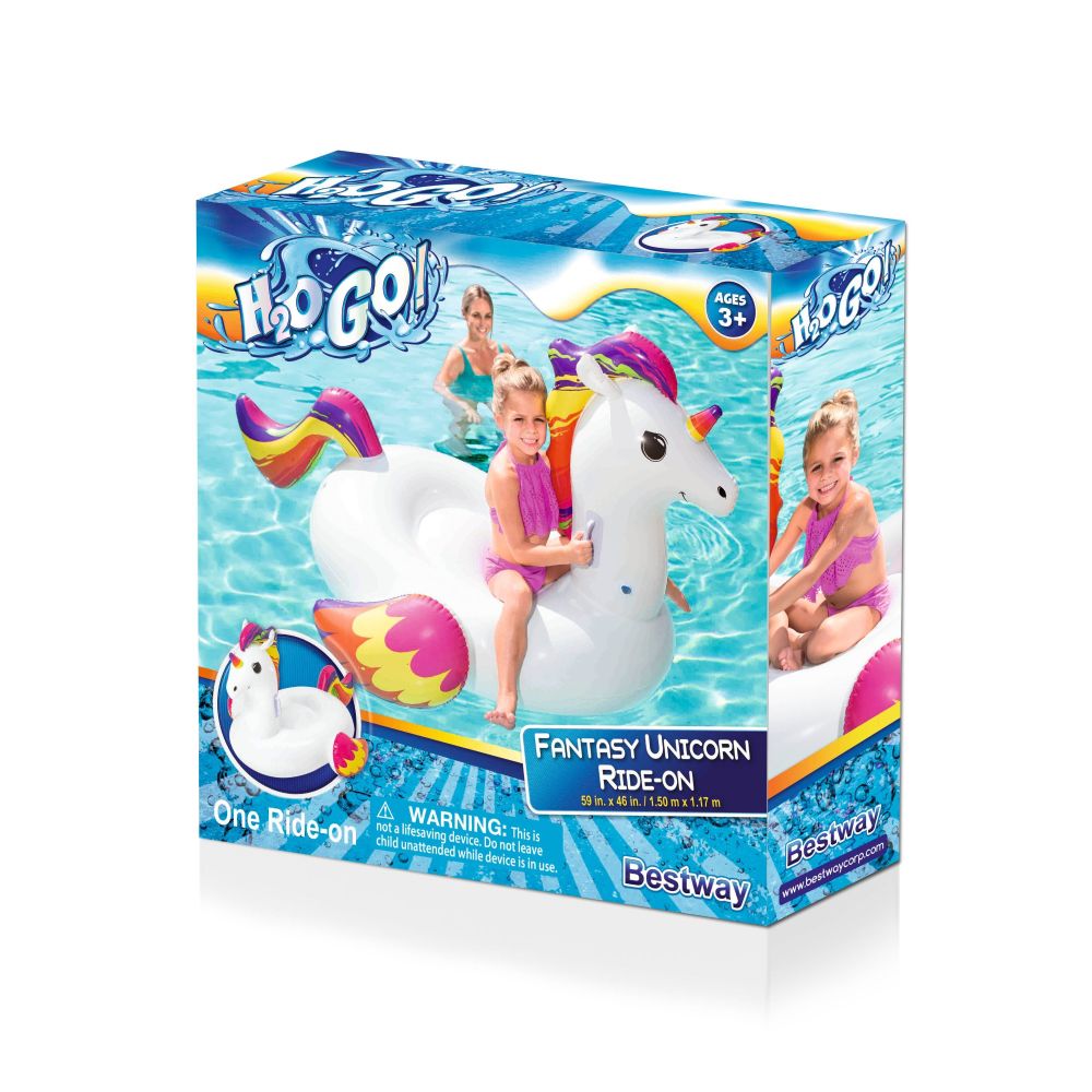 Bestway H2OGO! Fantasy Unicorn Inflatable Kids Ride-On Pool Float - Image 3