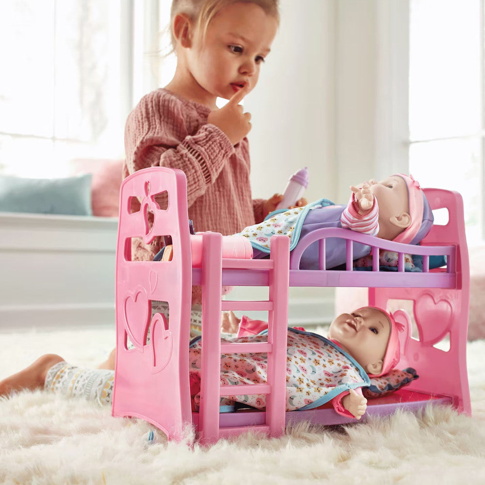 Little Darlings 12" - Twin Dolls Bedtime Fun Set 29pc - Pink, Purple, Green - Playset for Kids Ages 2+ - Image 5