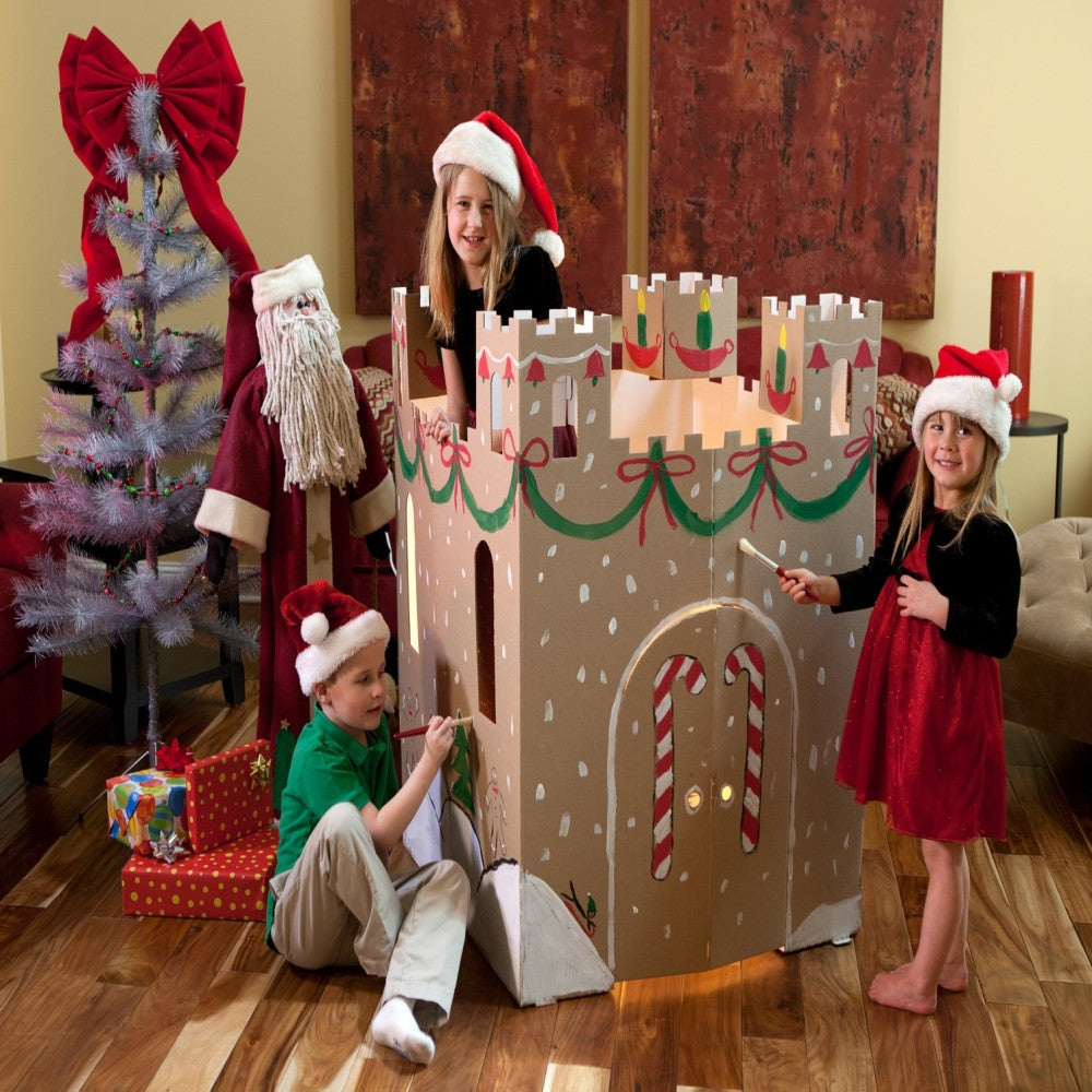 Easy Playhouse Blank Castle - Creative Cardboard Fort for Coloring and Personalization, Indoor & Outdoor Play, Made in USA, Ages 3+ - Image 2