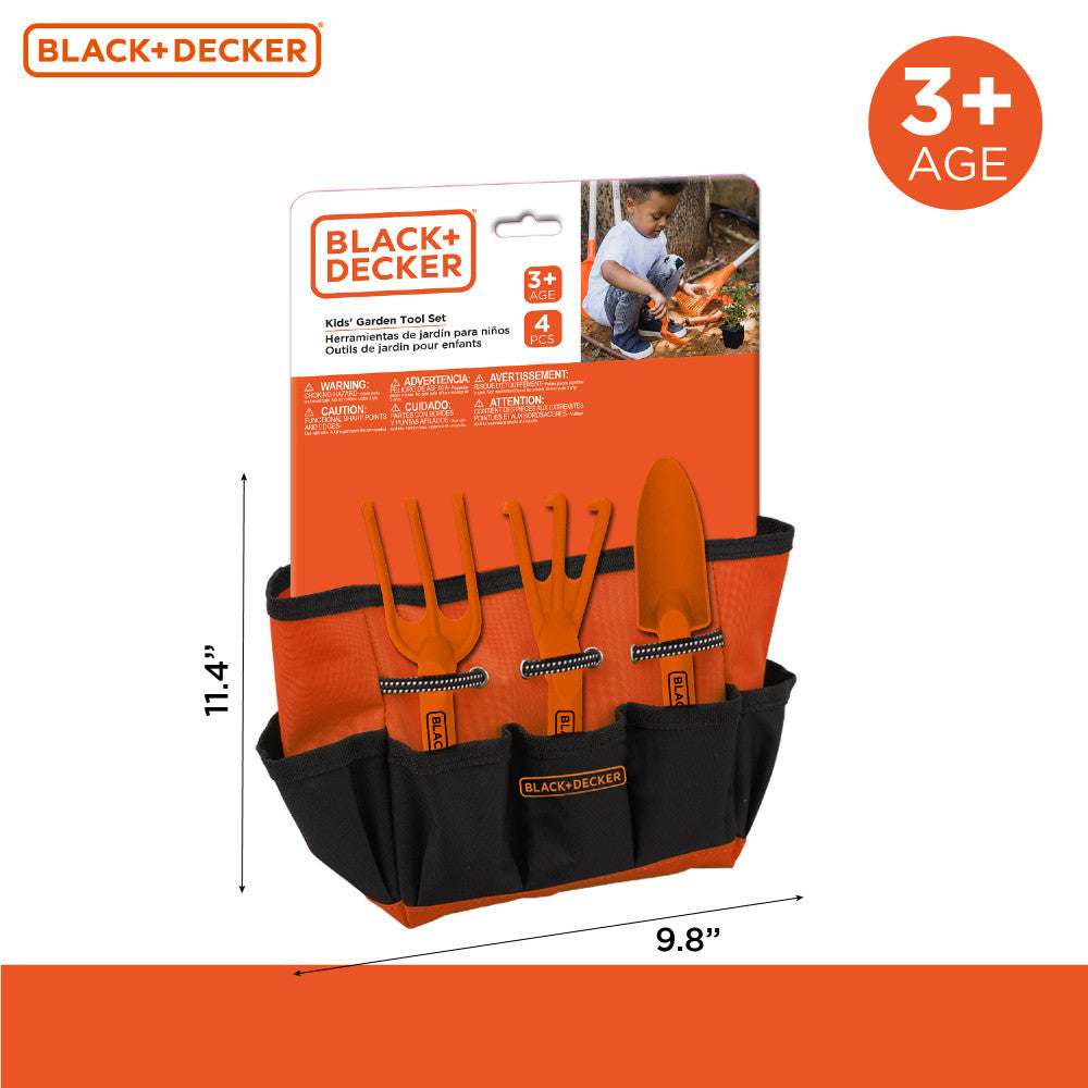 Black and Decker Kids' 4-Piece Gardening Hand Toolset with Bag - Image 2